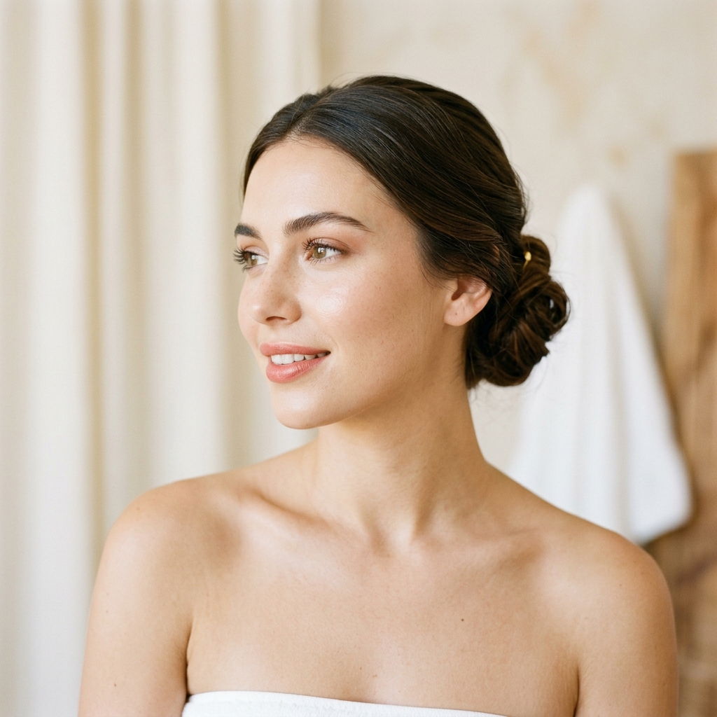 Beautiful woman with radiant skin at Amoy Spa